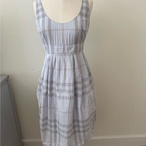 Burberry Light Gray Check Midi Dress